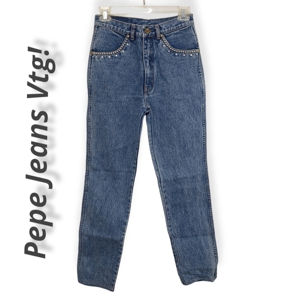 Vintage  Pepe Jeans Denim - Vintage Rare Pepe Jeans London High Waist Straight Leg Embellished Jeans 26 EUC